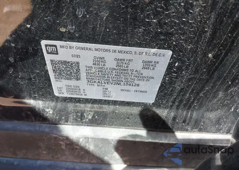 2022 GMC Terrain Awd Slt из США, поврежденный, VIN 3GKALVEV2NL104128